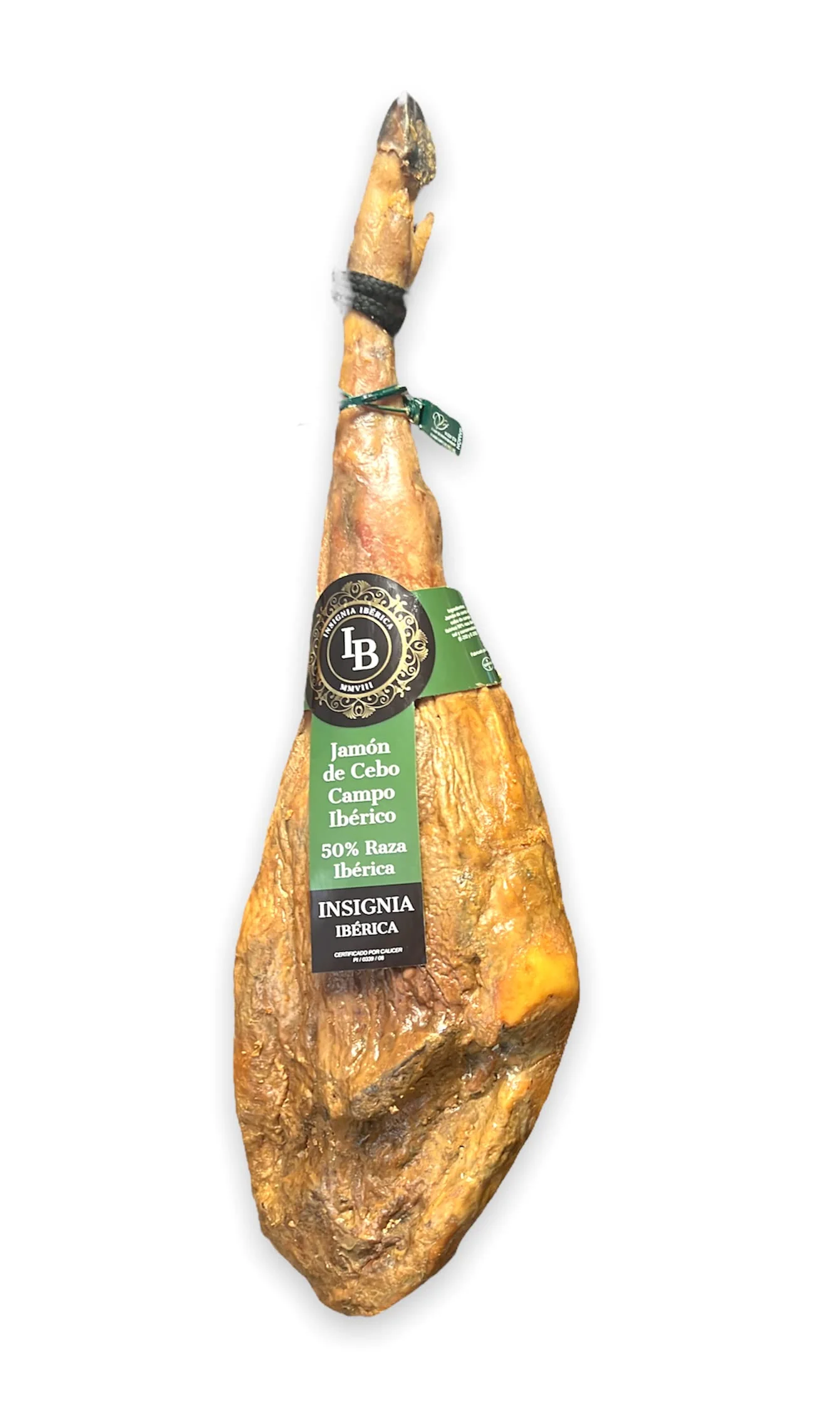 JAMÓN DE CEBO DE CAMPO 50% RAZA IBÉRICA,CURACIÓN NATURAL 100%. PESO SOBRE 8 KG. EDICIÓN FREGENAL